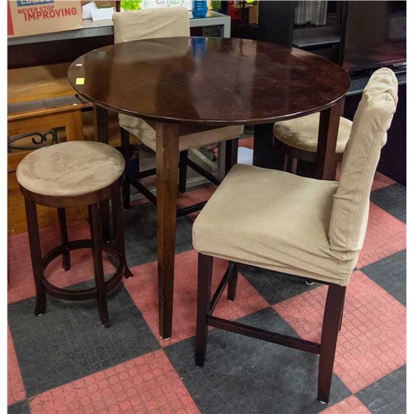 ROUND BROWN KITCKEN TABLE W/CHAIRS &