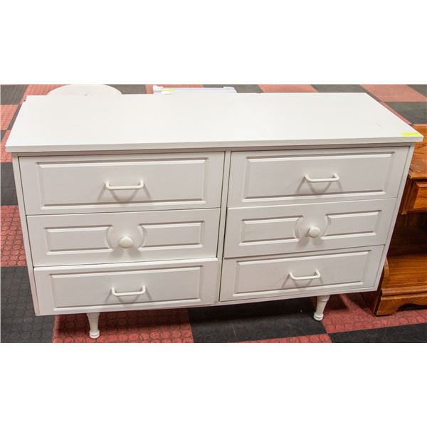 WHITE 6 DRAWER DRESSER APPROX 48" X 16" X 30"