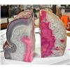 Image 1 : PAIR OF PINK CORE AGATE GEODE BOOKENDS