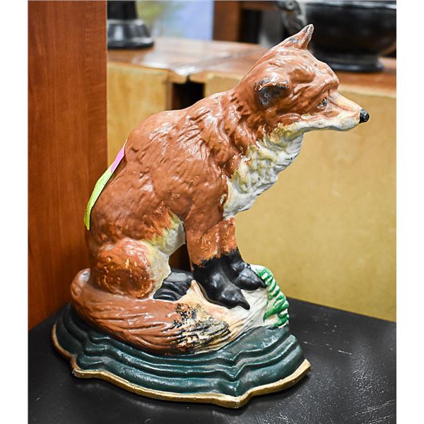 ANTIQUE HUBLEY FOX CAST IRON DOOR STOP