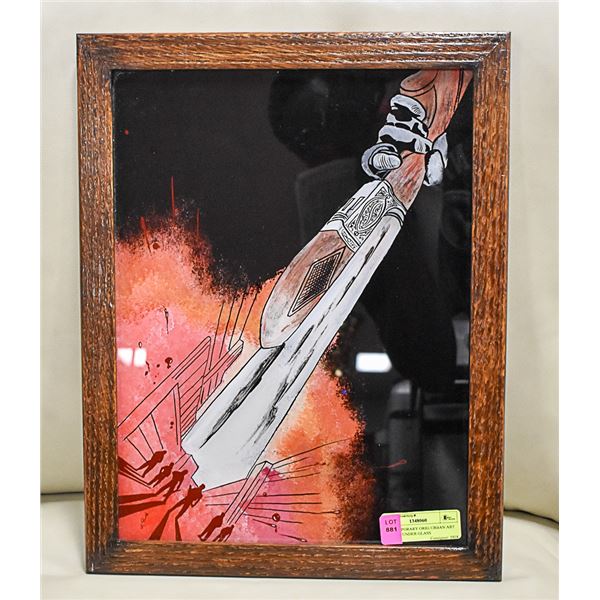 CONTEMPORARY ORIG URBAN ART FRAMED UNDER GLASS