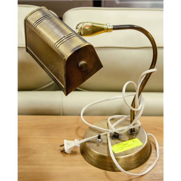 VINTAGE BRONZED BRASS STUDENT DESK LAMP
