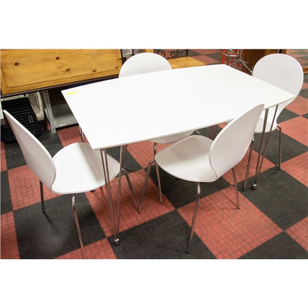 WHITE DINING SET W/4 CHAIRS 48"X30"X30"TALL