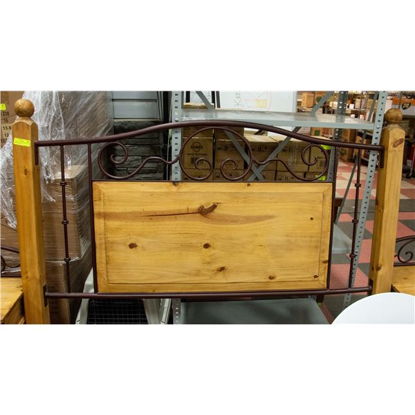 QUEEN SIZE PINE HEADBOARD WITH 2 NIGHT STANDS