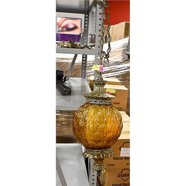 AMBER GLASS RETRO HANGING SWAG LAMP