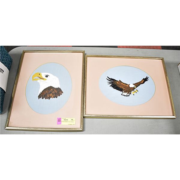 SET OF NEEDLEWORK EAGLE WALL ART