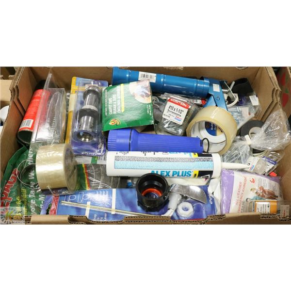 FLAT OF ASSORTED HOUSEHOLD HARDWARES & MORE