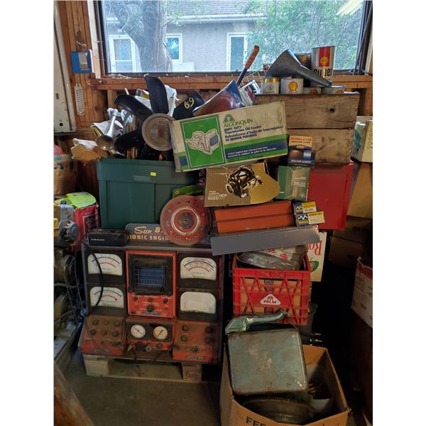 ESTATE PALLET WITH AUTOMOTIVE TOOLS, PARTS,