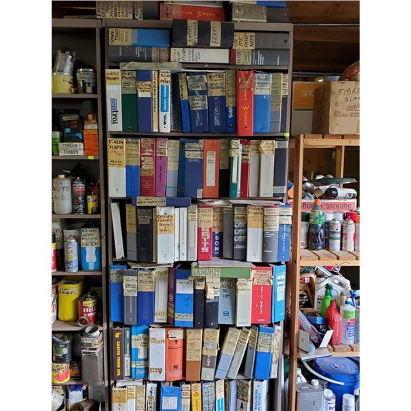 SHLEF LOT OF SERVICE MANUALS AND PARTS BOOKS
