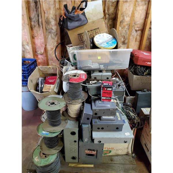 ESTATE ELECTRICAL PALLET OF WIRE, BREAKER BOXES,
