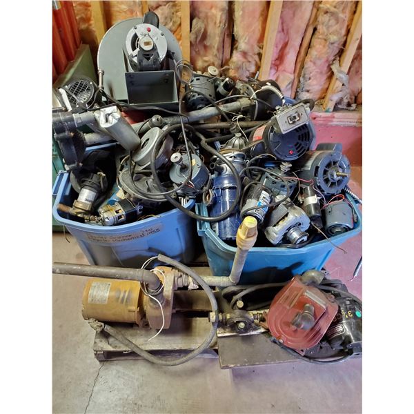 PALLET OF MISC MOTORS, PUMPS AND MORE