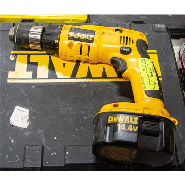 DEWALT CORDLESS DRILL WITH 14.4V BATTERY