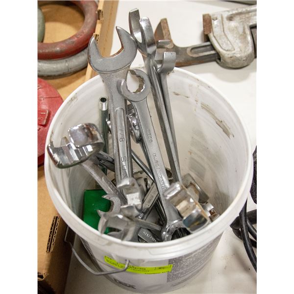 BUCKET WITH CRESCENT WRENCHES
