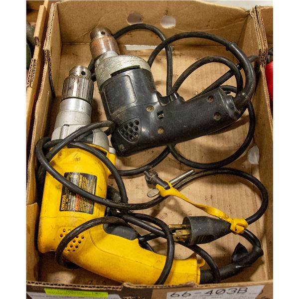 FLAT LOT OF TWO CORDED DRILLS ONE DEWALT