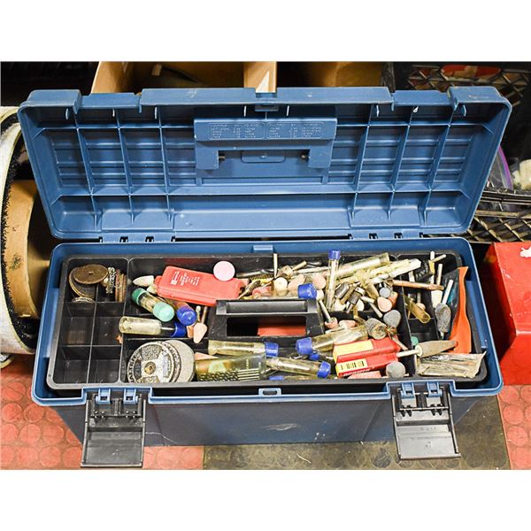 PLASTIC TOOL BOX WITH DREMEL ATTACHMENTS
