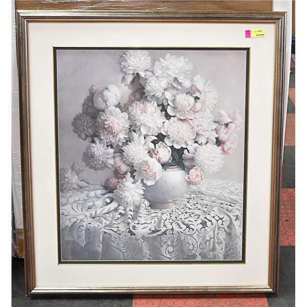 LARGE FRAMED FLORAL PICTURE