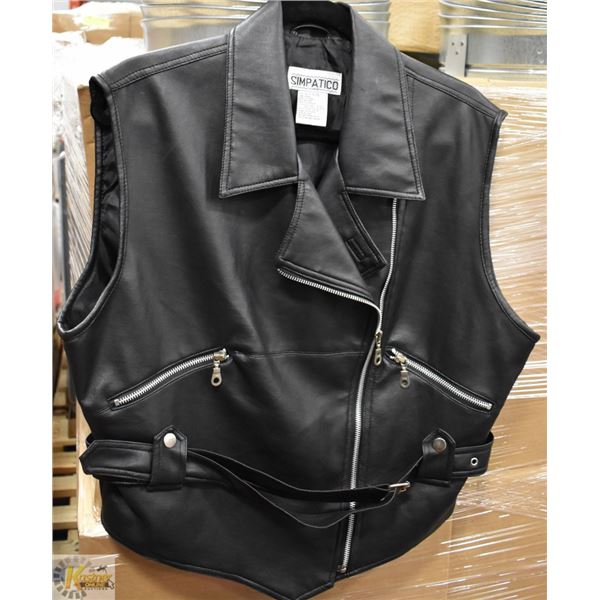 MEN'S BLACK LEATHERETTE DOUBLE-BREASTED
