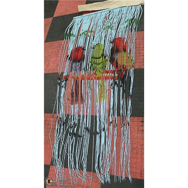 NEW BEADED CURTAIN / WALL HANGING WITH 3 PARROTS