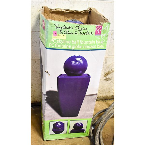 BLUE SKYLINE BALL FOUNTAIN W/LED LIGHT ON TOP