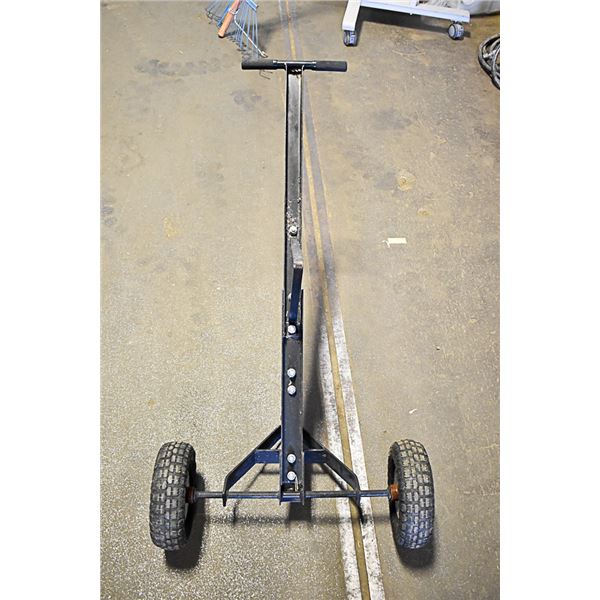 2 WHEELED TRAILER HAULER. NEEDS NEW TIRES