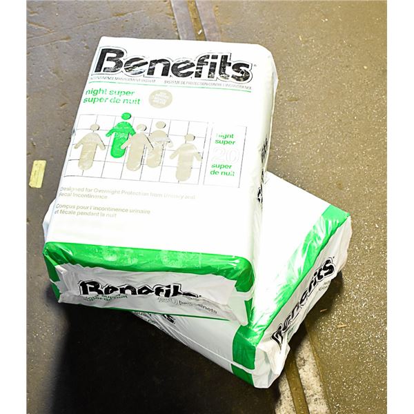 LOT OF 2 ADULT DIAPERS 20 PADS