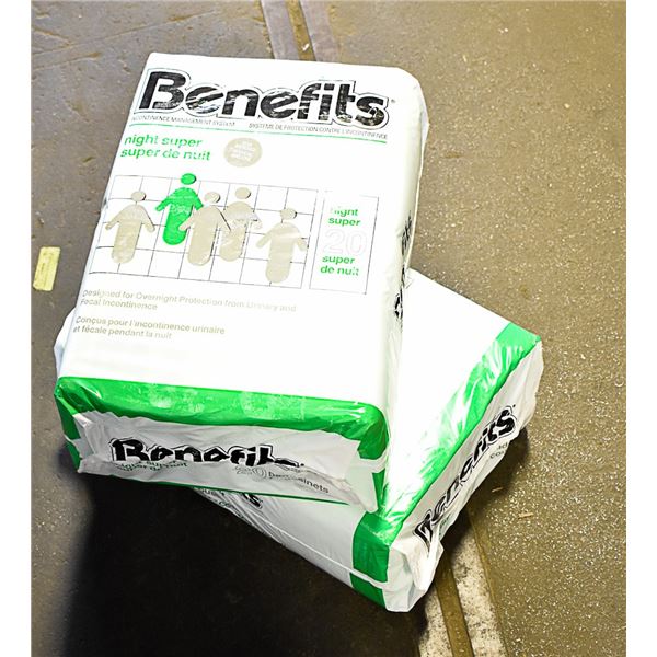 LOT OF 2 ADULT DIAPERS 20 PADS