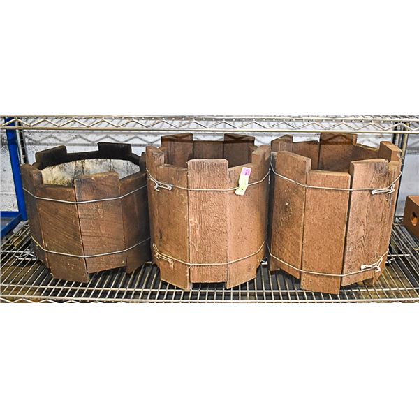 LOT OF 3 WOOD PLANTERS
