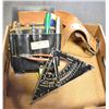 Image 1 : BOX OF TOOLS WITH LEATHER TOOLS HOLDER & BELT