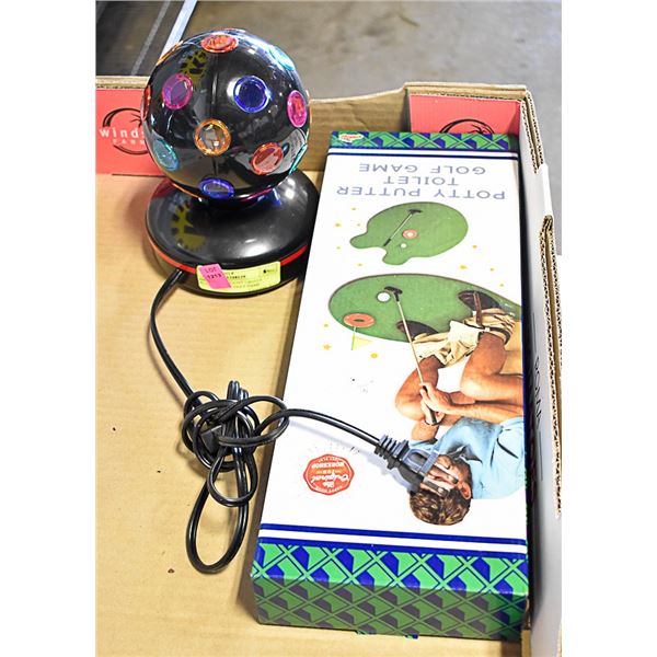 NIGHT PARTY LIGHT + POTTY PUTTER TOILET GOLF GAME