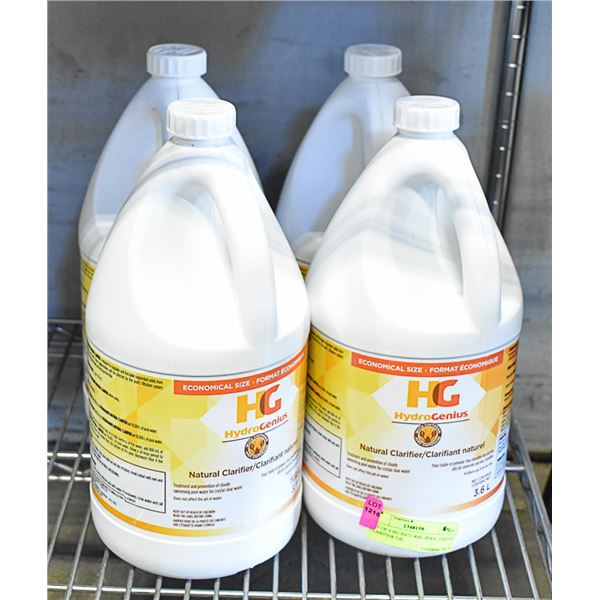 LOT OF 4 HG NATURAL POOL LIQUID CLARIFIER 3.6L