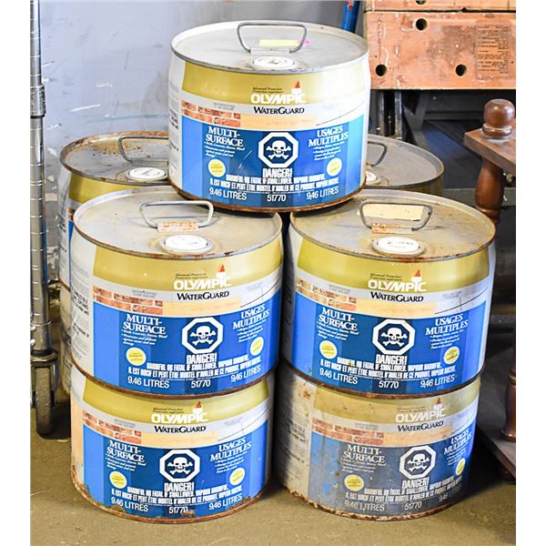 STORAGE FIND: 9 CANS OLYMPIC WATER GUARD MULTI