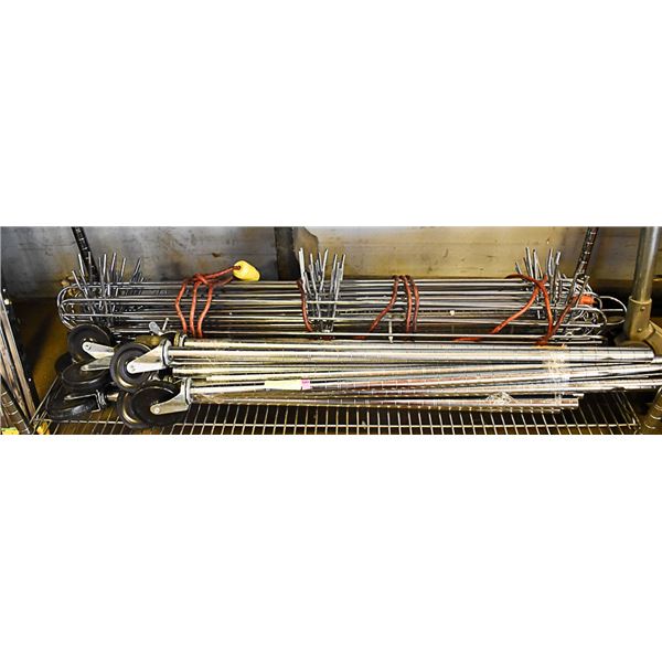 8 WIRE POLES W/ WHEELS & 16 FRONT/BACK LEDGES FOR