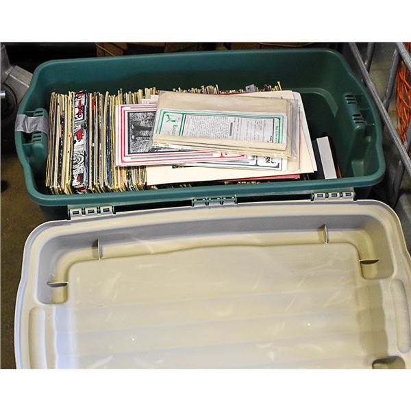 TOTE FULL OF VINYL RECORDS