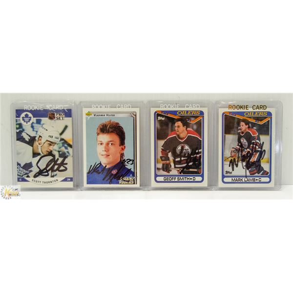 12 SIGNED HOCKEY CARDS - FROM VARIOUS TEAMS &