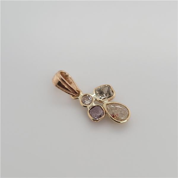 BZ337-25 14K  YELLOW, GREEN AND PINK DIAMOND WHITE