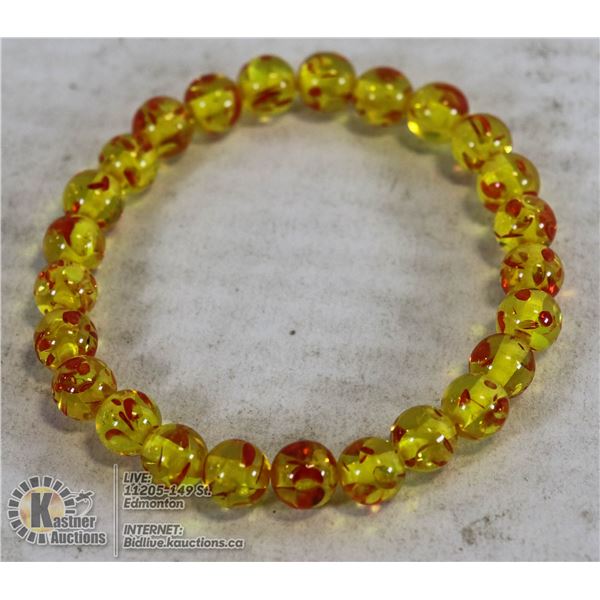 #304-RESIN BEAD BRACELET 7.5"/ 8mm