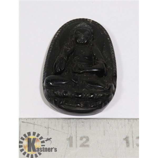#202-BLACK OBSIDIAN BUDDHIST PENDANT