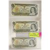 Image 1 : 3 SEQUENTIAL UNCIRCULATED CANADIAN  $1 BILLS