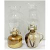 Image 1 : TWO VINTAGE POTTERY OIL LAMPS.