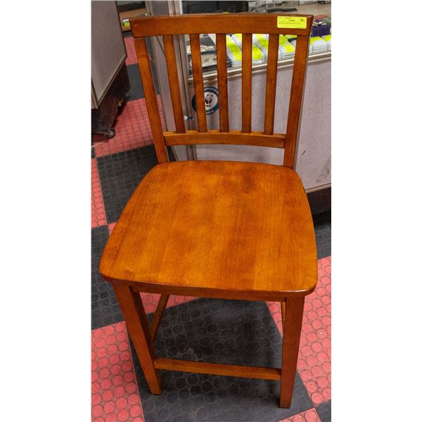 BROWN WOODEN BAR STOOL
