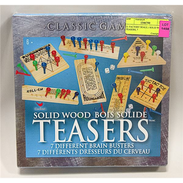 2)  FACTORY SEALED SOLID WOOD TEASERS, 7