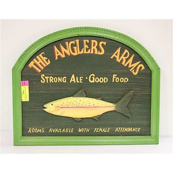 OLD HANDCRAFTED WOODEN PUB LODGE SIGN