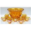 Image 1 : VINTAGE CARNIVAL GLASS PUNCH BOWL WITH 11 CUPS