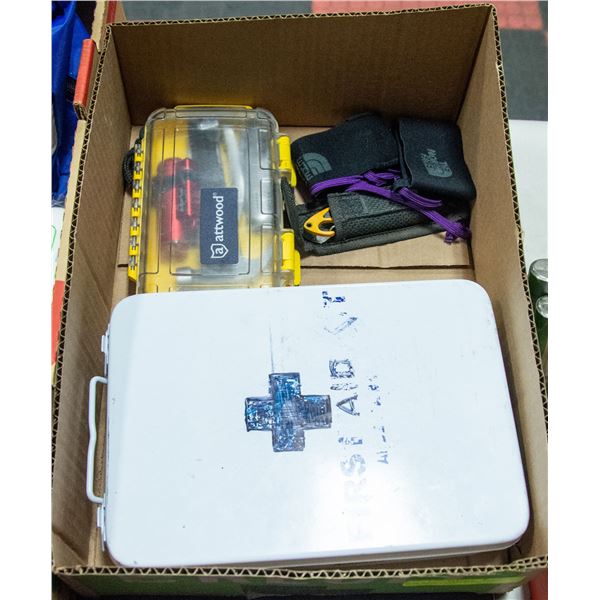 BOX WITH CAMPING/TRAVELING EMERGENCY KIT -