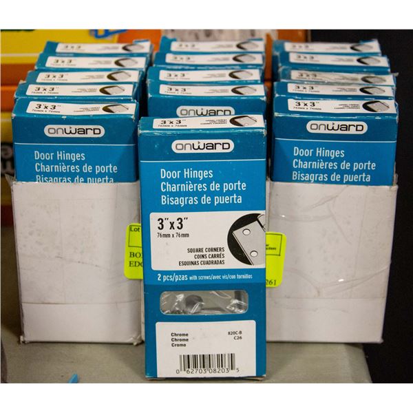BOX OF 3" X 3" CHROME SQUARE EDGE DOOR HINGE