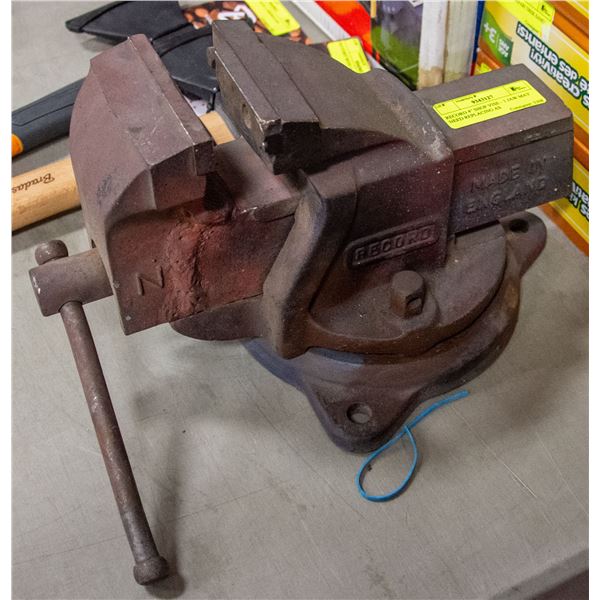 RECORD 4" SHOP VISE - 1 JAW MAY NEED REPLACING AS