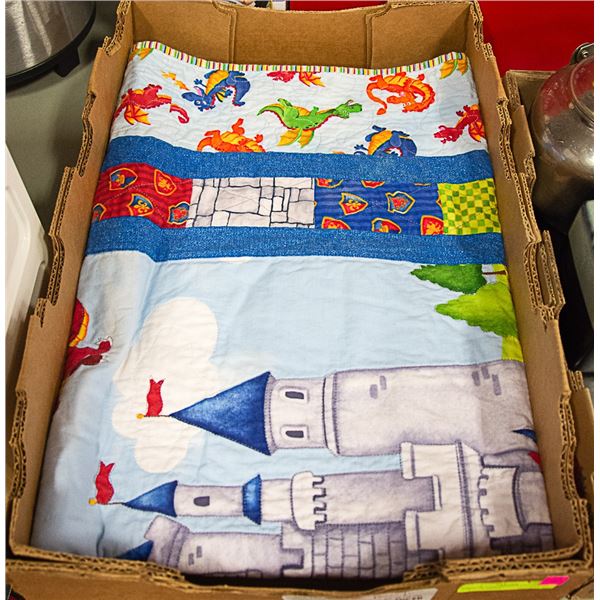 VINTAGE CHILDRENS PATCHWORK QUILT - "CASTLE