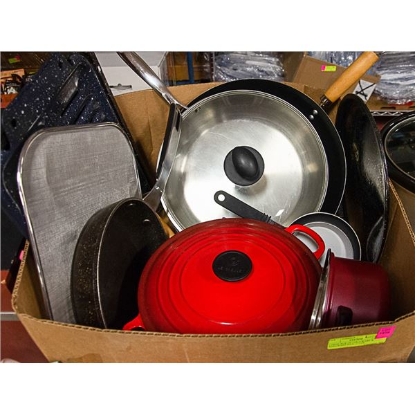 LARGE BOX OF COOKWARE & BAKEWARE INCL. 5.5 US