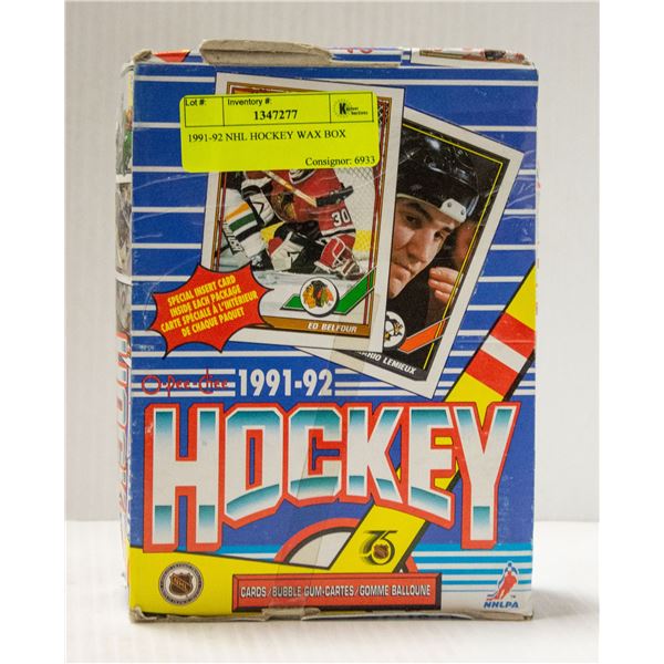 1991-92 NHL HOCKEY WAX BOX