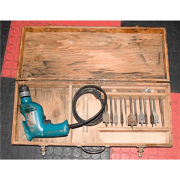 WOOD BOX WITH DRILL + 5 NODE BITS